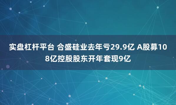 实盘杠杆平台 合盛硅业去年亏29.9亿 A股募108亿控股股东开年套现9亿